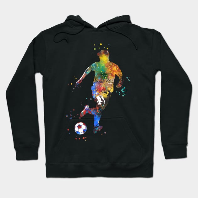 Male Soccer Player Hoodie by RosaliArt